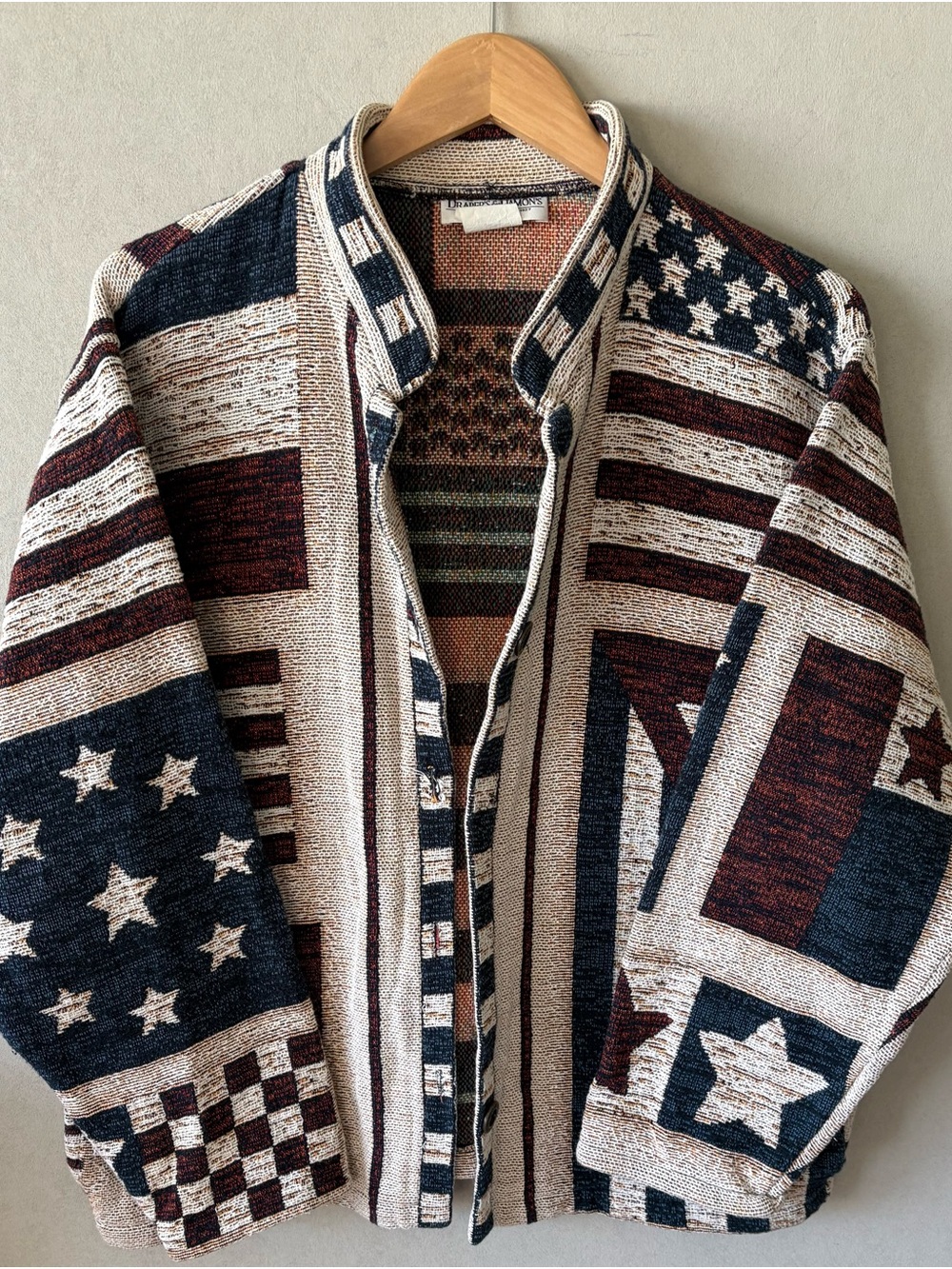 Women's Americana Patchwork Utility Jacket in Navy, Burgundy & Cream